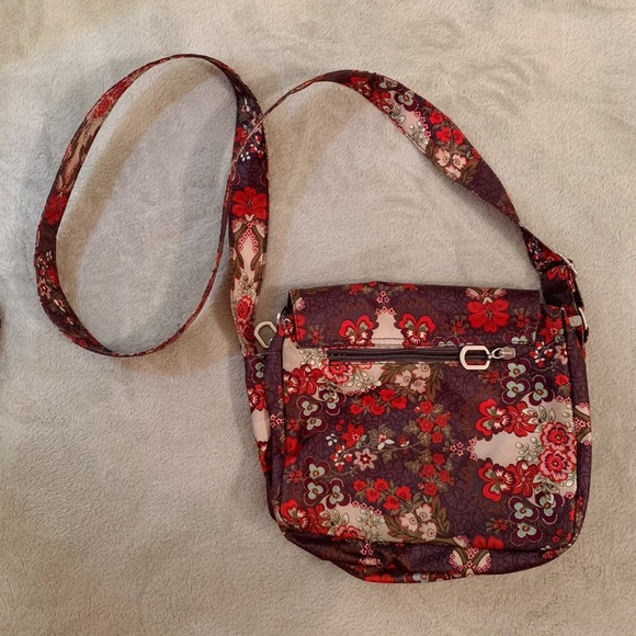 Red Pink Floral Summer Messenger Handbag